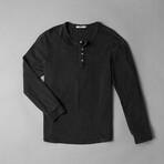 Long Sleeve Henley T-Shirt // Washed Black (S)