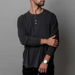 Long Sleeve Henley T-Shirt // Washed Black (S)