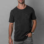 X Pocket Curved Hem T-Shirt // Washed Black (S)