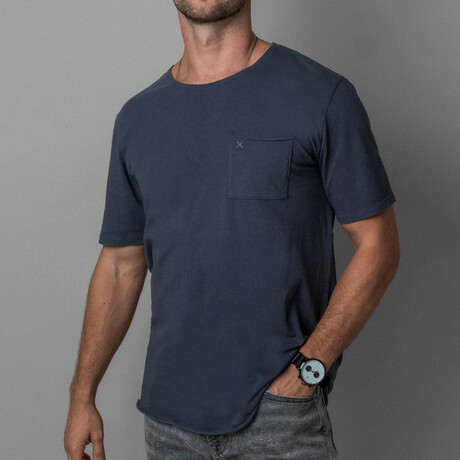 X Pocket Curved Hem T-Shirt // Turbulence (XS)