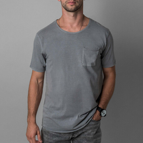 X Pocket Curved Hem T-Shirt // Gray (XS)