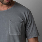 X Pocket Curved Hem T-Shirt // Gray (S)