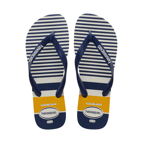 Top Nautical Sandal // White + Navy + Yellow (Men's US Size 7/8)