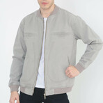 Zippered Oversize Biker Denim Jacket // Gray (S)