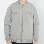 Zippered Oversize Biker Denim Jacket // Gray (XL)