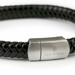Uapishk Black Leather Bracelet // Black + Silver