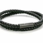 Cascade Black Leather Bracelet // Black