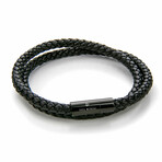 Cascade Black Leather Bracelet // Black