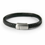 Uapishk Black Leather Bracelet // Black + Silver