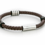 Beads And Leather Bracelet // Brown + Silver