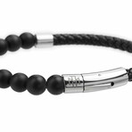 Fundy Black Leather Bracelet // Black + Silver