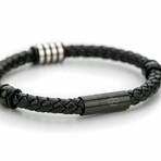 Grasslands Black Leather Bracelet // Black + Silver