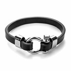 Cormorant Black Leather Bracelet // Black + Silver