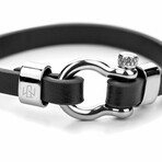 Cormorant Black Leather Bracelet // Black + Silver