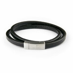 Haliburton Leather Bracelet // Set Of 2 // Black