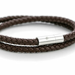 Larose Leather Wrap Bracelet // Brown + Silver