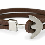Obabika Anchor Leather Bracelet // Brown + Silver