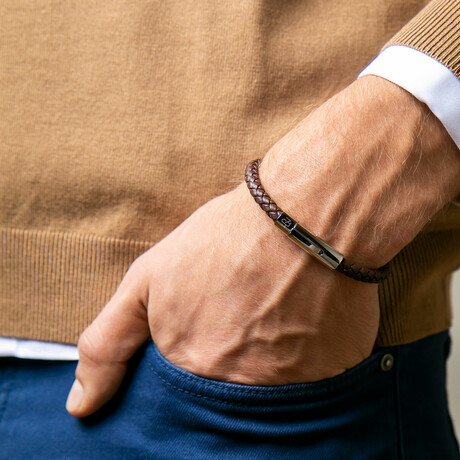 Belair Brown Leather Bracelet // Brown + Silver