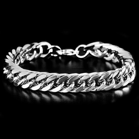Polished Stainless Steel Curb Chain Bracelet // 8"