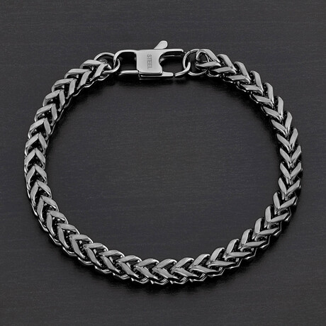Black Plated Stainless Steel Franco Chain Bracelet // 8.75"