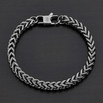 Black Plated Stainless Steel Franco Chain Bracelet // 8.75"