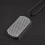 Black + White Plated Stainless Steel Textured Dog Tag Necklace // 24"