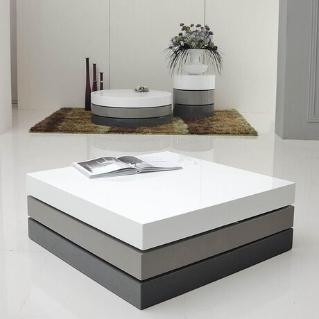 Fedora // 2 Lacquer Tri-Tone Square Coffee Table