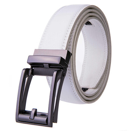 Genuine Leather Automatic-Buckle Ratchet Classic Dress Belt // White (32-34)