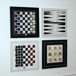 Magnetic Chess + Checkers + Backgammon + Tic Tac Toe // Set of 4 // Black + White