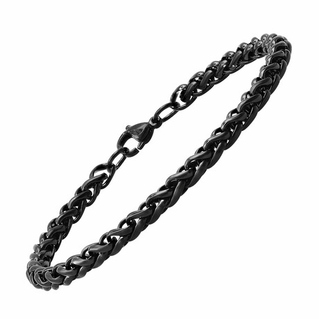 Single Tone Wheat Chain Link Necklace V1  // Black