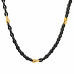 Two Tone Gucci Link Chain Necklace // Black + Gold