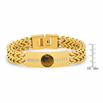 Tiger Eye + 18K Gold Plated Bracelet // Gold + Brown