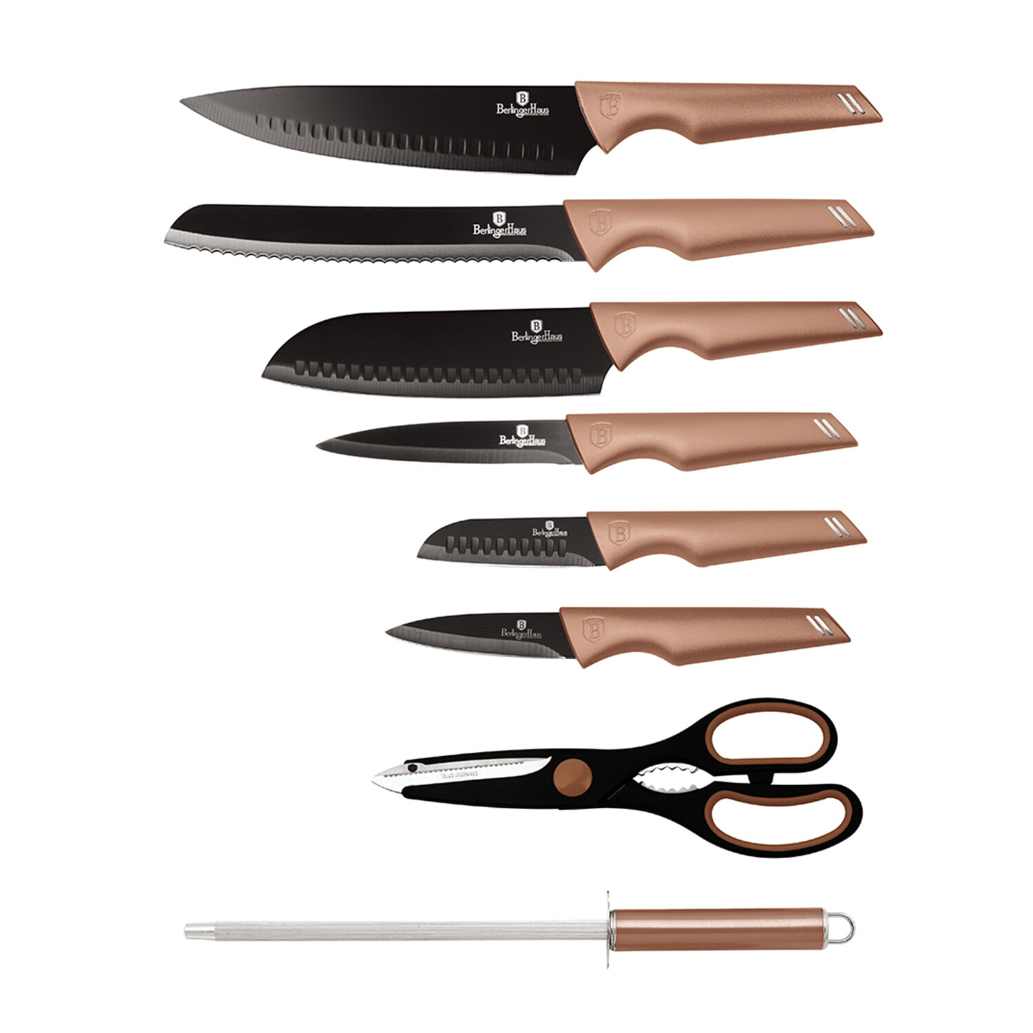 Berlinger Haus Kitchen Knife Set with Block, 7 Piece Knives Set for  Kitchen, Modern Cooking Knives with Kitchen Shears, Sharp Cutting Stainless  Steel