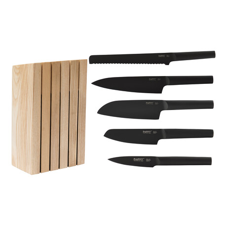 Ron 6-Piece Knife Block Set // 5 Knives + Block // Black