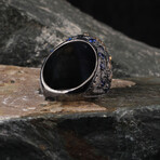 Citrine Gemstone Rose + Black Ring V2 (Ring Size: 6)