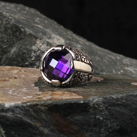 Faceted Amethyst Gemstone Ring V1 (6)