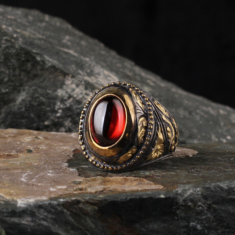 Lal Stone Gold Ring (6)