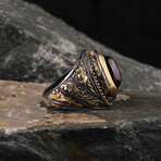 Lal Stone Gold Ring (6.5)