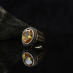 Citrine Gemstone Silver Ring (7.75)