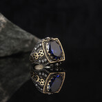 Dark Blue Zircon Gemstone Silver Ring (Ring Size: 6)