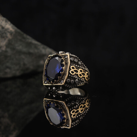 Dark Blue Zircon Gemstone Silver Ring (6)