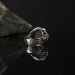 Round Cut Onyx Gemstone Silver Ring (6.5)