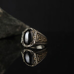 Oval Cut Onyx Gemstone Ring (7.75)