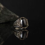 Oval Cut Onyx Gemstone Ring (7.75)