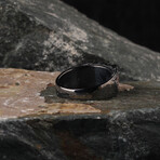 Citrine Gemstone Rose + Black Ring V1 (Ring Size: 6)