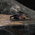 Citrine Gemstone Rose + Black Ring V1 (Ring Size: 6)
