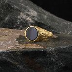 Round Cut Onyx Gemstone Gold Ring (9)