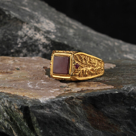 Square Cut Agate Gemstone Ring (6)