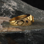 Round White + Dark Blue Zircon Ring (6.75)