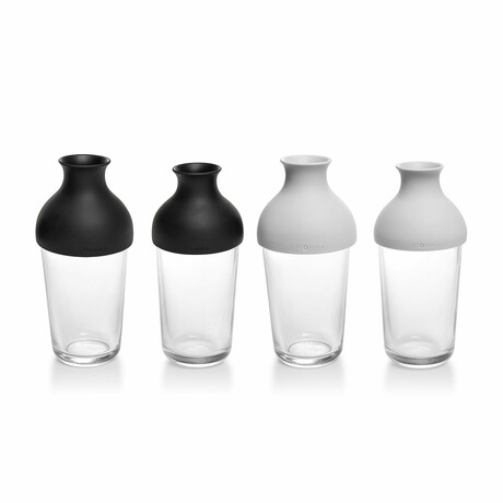 Blomma Vase // Set of 4 // Gray + Black